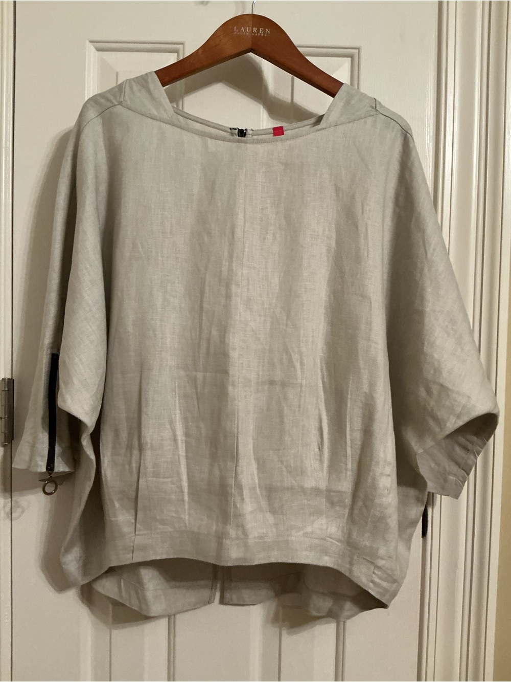 IC by Connie K Linen Top, 3/4 Sleeve Lagenlook, Zipper Accents Women’s XL